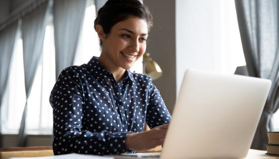 A woman using a laptop