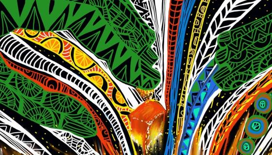 NAIDOC artword - theme keep the fire burning. Blak, Loud and Proud