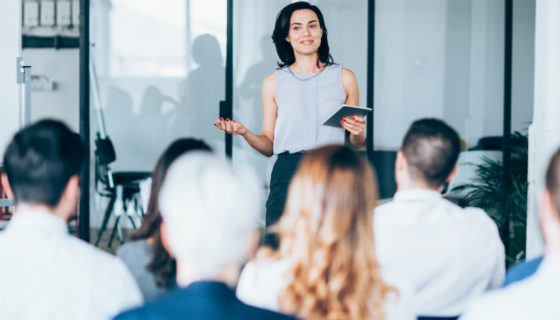 Women giving a presentation