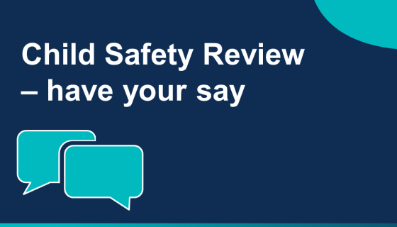 An image showing 2 blue speech bubbles encouraging people to have their say. 