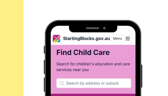 An image displaying a phone screen showing the Starting Blocks website