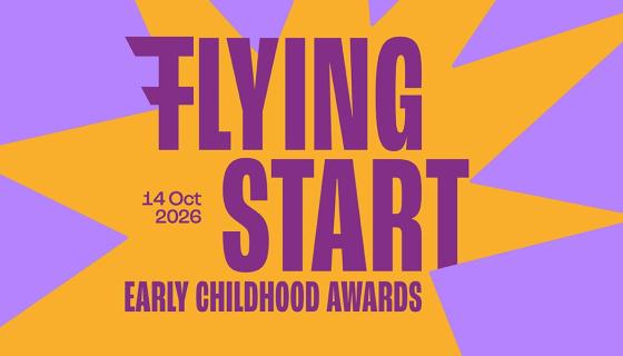 A colourful banner stating flying start early childhood awards