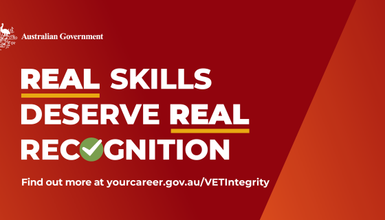 A red banner stating real skills deserve real recognition 