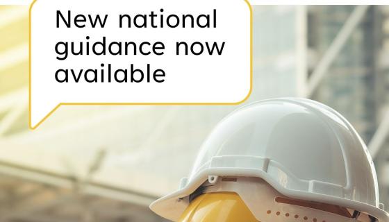An image of construction hard hats. 