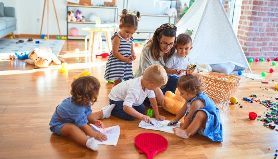 Educator supervising children